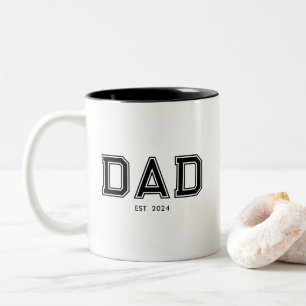 Minimal Black Bold Text Dad Established Two-Tone Coffee Mug
