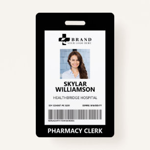 Minimal Black Border Frame Medical Photo ID & Logo Badge