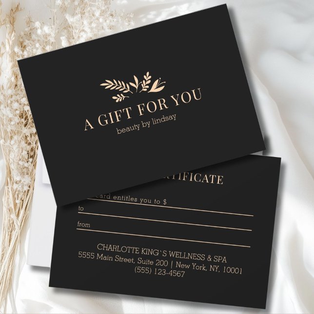 Minimal Black Botanical Business Gift Certificate (Minimal Black Botanical Business Gift Certificate)