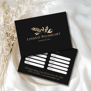 Minimal Black Botanical Salon Appointment Card