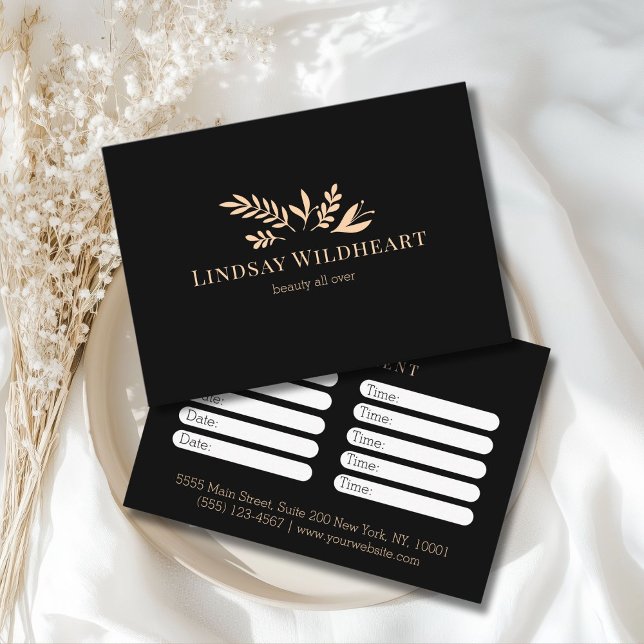 Minimal Black Botanical Salon Appointment Card (Minimal Black Botanical Salon Appointment Card)