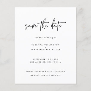 Minimal Black Budget Calligraphy Wedding Save Date Flyer