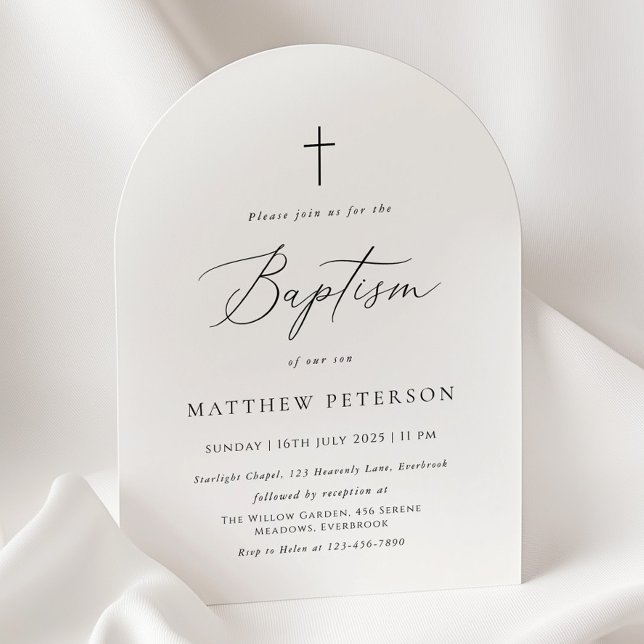 Minimal Black Calligraphy Baptism Invitation (Creator Uploaded)