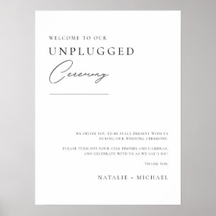 Minimal Black Calligraphy Unplugged Ceremony Sign