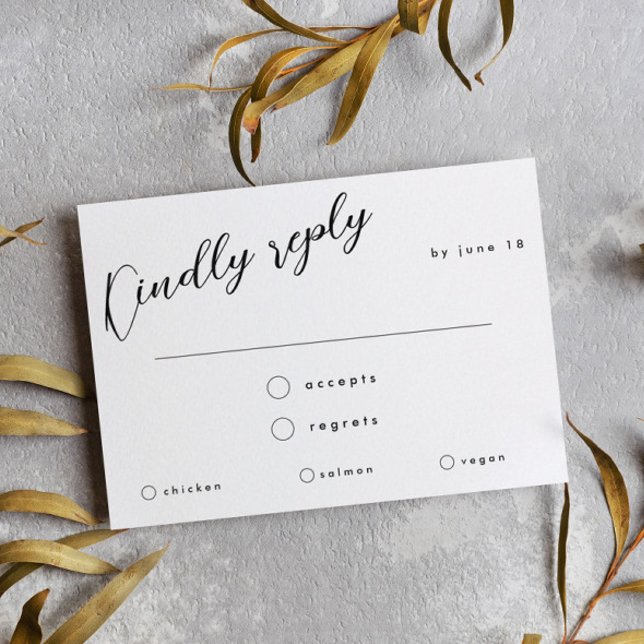 Minimal Black Calligraphy Wedding Meal Choice RSVP (Creator Uploaded)