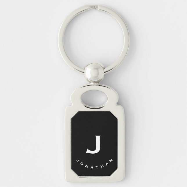 Minimal Black Classic Monogram Keychain (Front)