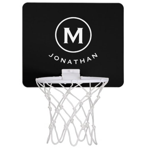 Minimal Black Classic Monogram Mini Basketball Hoop