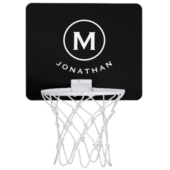 Minimal Black Classic Monogram Mini Basketball Hoop (Front)