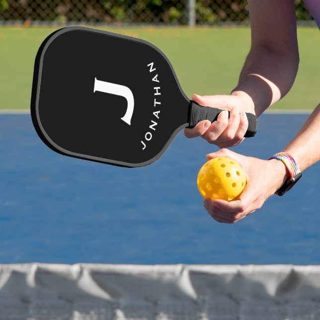 Minimal Black Classic Monogram Pickleball Paddle (Insitu)