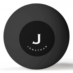 Minimal Black Classic Monogram Ping Pong Ball