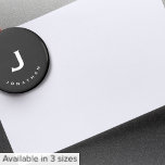 Minimal Black Classic Monogram Round Magnet<br><div class="desc">Personalized magnet features a black background with your initials and name in white typography for a simple classic professional look.</div>