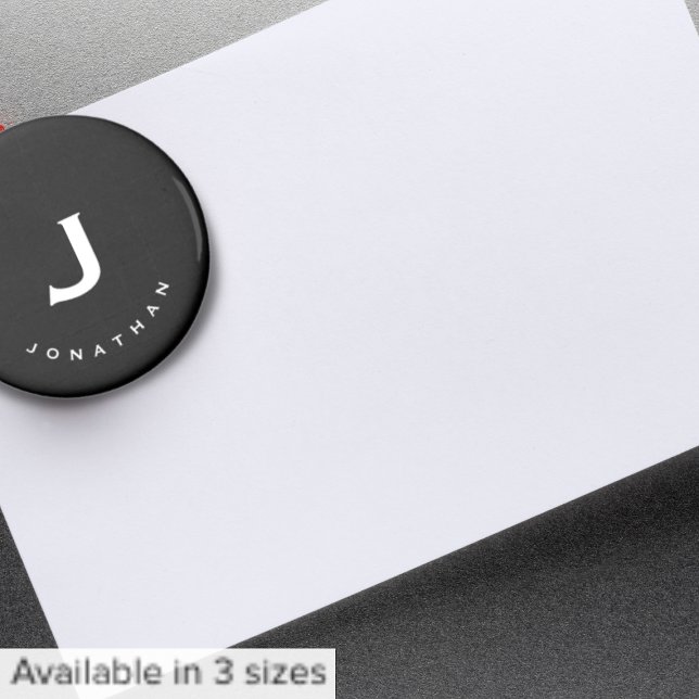 Minimal Black Classic Monogram Round Magnet (Creator Uploaded)