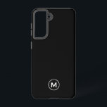 Minimal Black Classic Monogram Samsung Galaxy S21 Case<br><div class="desc">Modern classic block monogram design with black and white monogram medallion.</div>