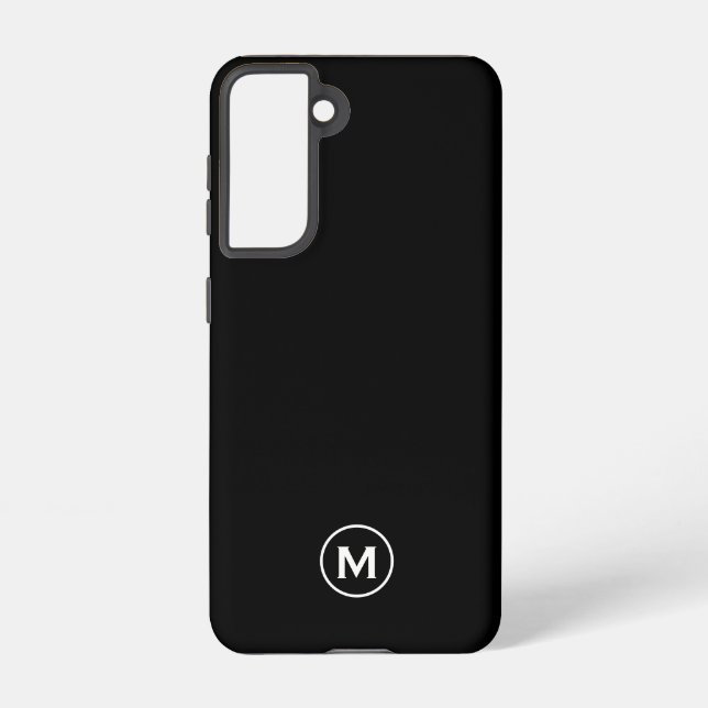 Minimal Black Classic Monogram Samsung Galaxy Case (Back)