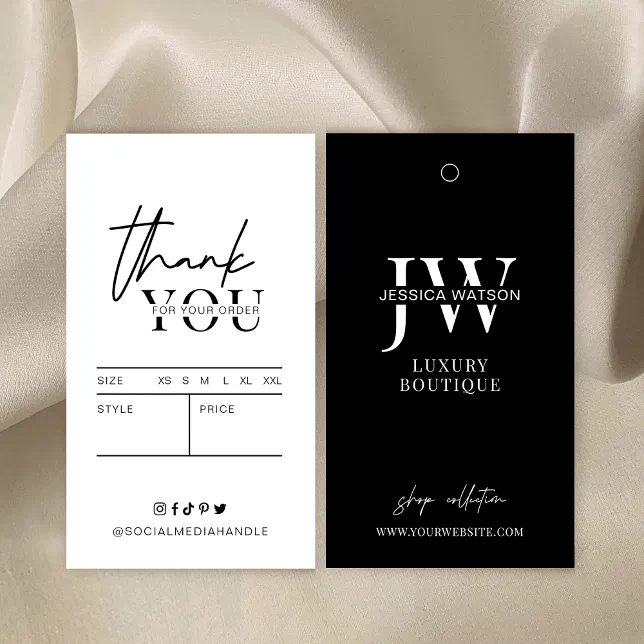 Minimal Black Clothing Labels Boutique Hang Tags | Zazzle