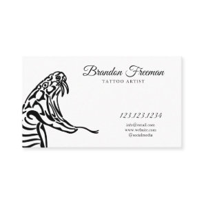 Minimal Black Cobra Linework Tattoo Artist  Business Card