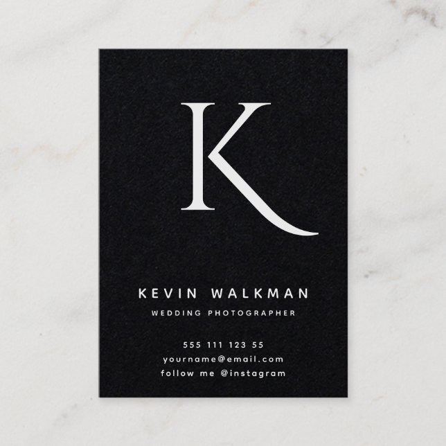 Minimal Black Color Monogram Stylish Business Card (Front)