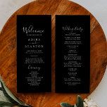 Minimal Black Coordinate Wedding Program<br><div class="desc">This minimal black coordinate wedding program is perfect for a modern wedding. The sophisticated elegant boho design features solid dark black with a modern bohemian feel. Coordinates with the Moody Purple Blooms Collection by Fresh & Yummy Paperie. Include the names of the couple, the wedding date and location, thank you...</div>