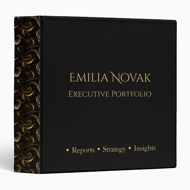 Minimal Black Custom Name Professional Portfolio  3 Ring Binder (Front/Spine)