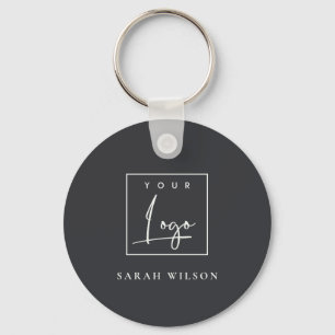Minimal Black Custom Promotional Business Logo Keychain