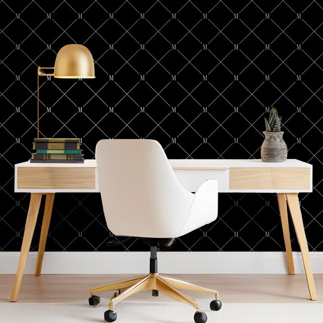 Minimal Black Diagonal Checkered Monogram Pattern Wallpaper (Minimal Black Diagonal Checkered Monogram Pattern Wallpaper)