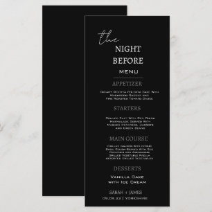 Minimal Black Dinner The Night Before Wedding  Menu