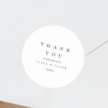 Minimal Black Elegant Wedding Thank You Classic Round Sticker<br><div class="desc">Minimal and elegant black and white wedding thank you sticker.</div>