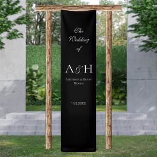 Minimal Black Fabric Wedding Welcome Banner