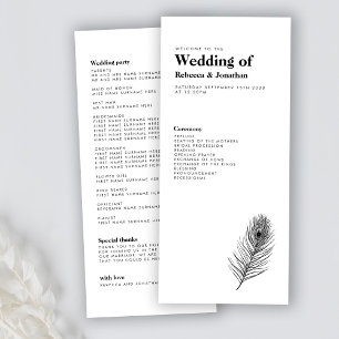 Minimal Black Feather Wedding Program