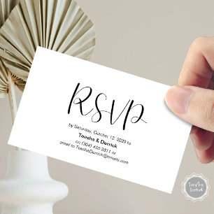 Minimal, Black font, Wedding RSVP, respond Enclosure Card
