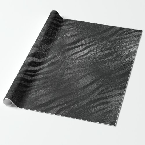 Minimal Black Glass Metallic Zebra Animal Skin Wrapping Paper