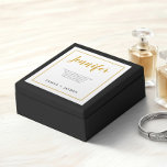 Minimal Black Gold Border Bridesmaid Proposal Box<br><div class="desc">This elegant bridesmaid proposal box is the perfect way to show your appreciation for your bridesmaids. The box features a white background with a calligraphy font on the cover with your bridesmaids name in gold lettering. At the center is a short message thanking her for being a part of your...</div>
