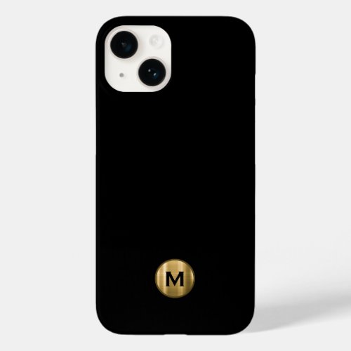 Minimal Black Gold Brushed Metal Monogram Case_Mate iPhone 14 Case