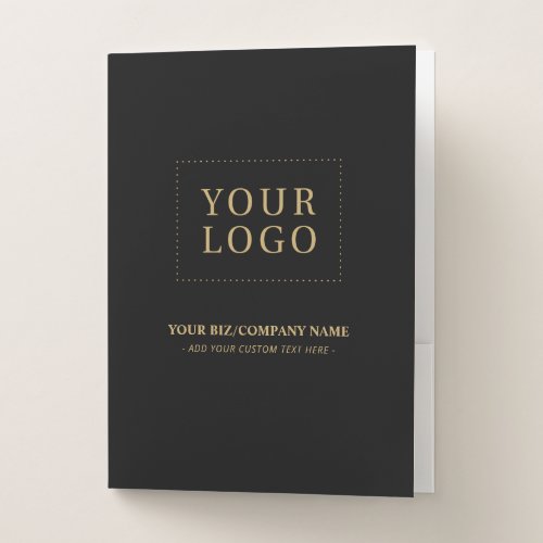 Minimal Black  Gold Business Logo Promotional Pocket Folder