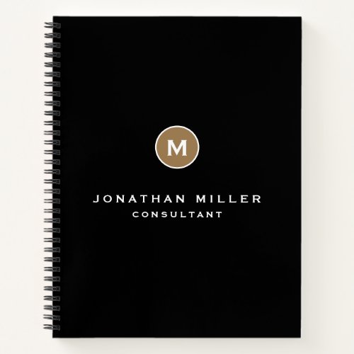 Minimal Black Gold Classic Monogram Notebook