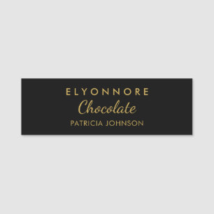 Minimal Black Gold Custom Staff Name Tag