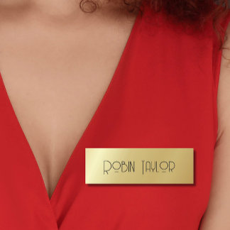 Minimal Black Gold Modern Simple Professional  Name Tag