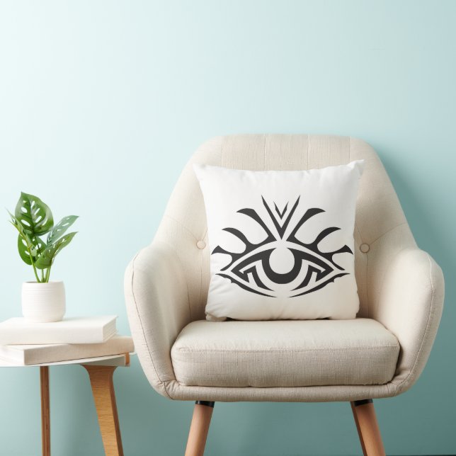 Minimal Black Ink Tattoo Style Artwork Throw Pillow (Chair)