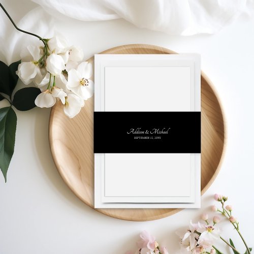 Minimal Black Invitation Belly Band