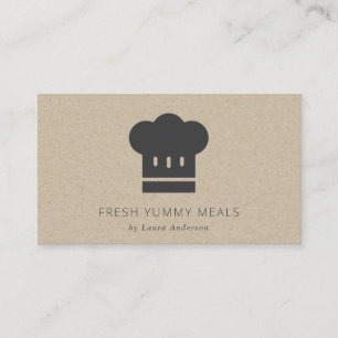 Minimal Black Kraft Modern Chef Hat Catering Business Card