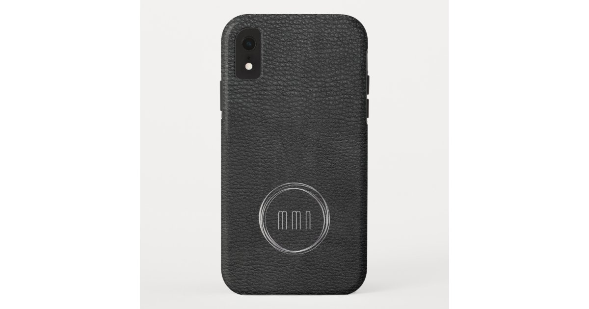 Minimal Black Leather Look Silver Ring Case-Mate iPhone Case | Zazzle.com