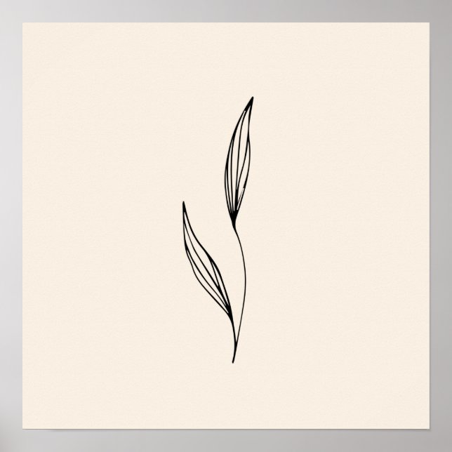 Minimal Black Leaves Poster (Front)