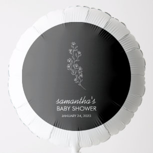 Minimal Black Line Art Flower Balloon