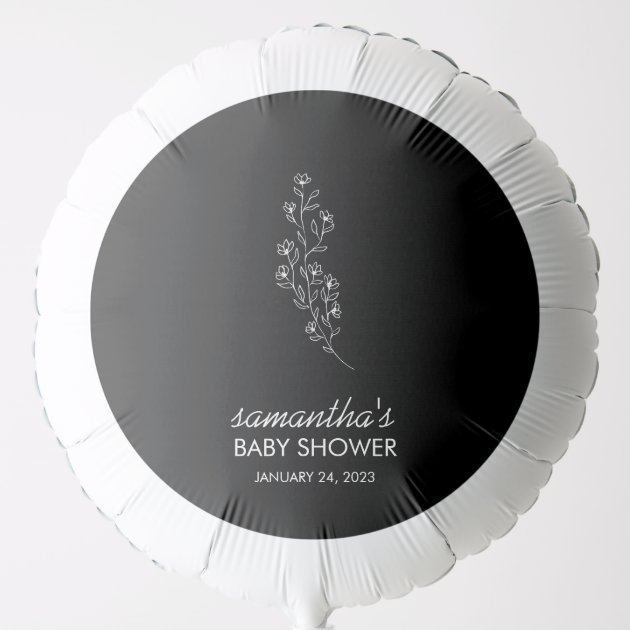 Minimal Black Line Art Flower Balloon
