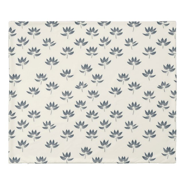 Minimal Black lotus pattern Duvet Cover (Back)