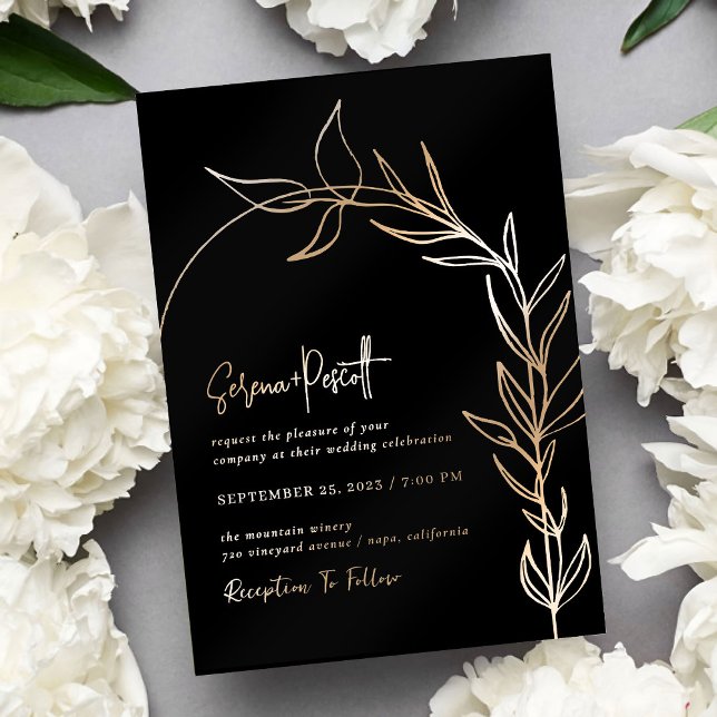 Minimal Black Modern Arch Wedding Invitation (Creator Uploaded)