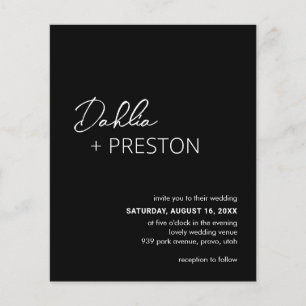 Minimal Black Modern Budget Wedding Invite Flyer