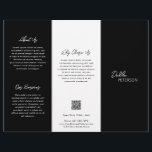 Minimal Black Modern Business Brochure Flyer<br><div class="desc">Modern and professional black trifold brochure flyer featuring a simple and minimal design with your name in an elegant script and contemporary sans serif font. The template includes several divided sections for your services in a minimalist layout. The back has your contact info and optional QR code. If you prefer,...</div>