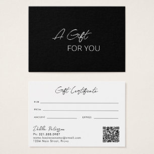 Minimal Black Modern Business Gift Certificate