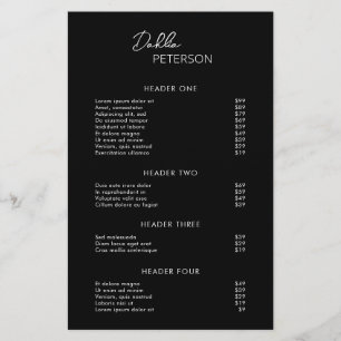 Minimal Black Modern Business Price List